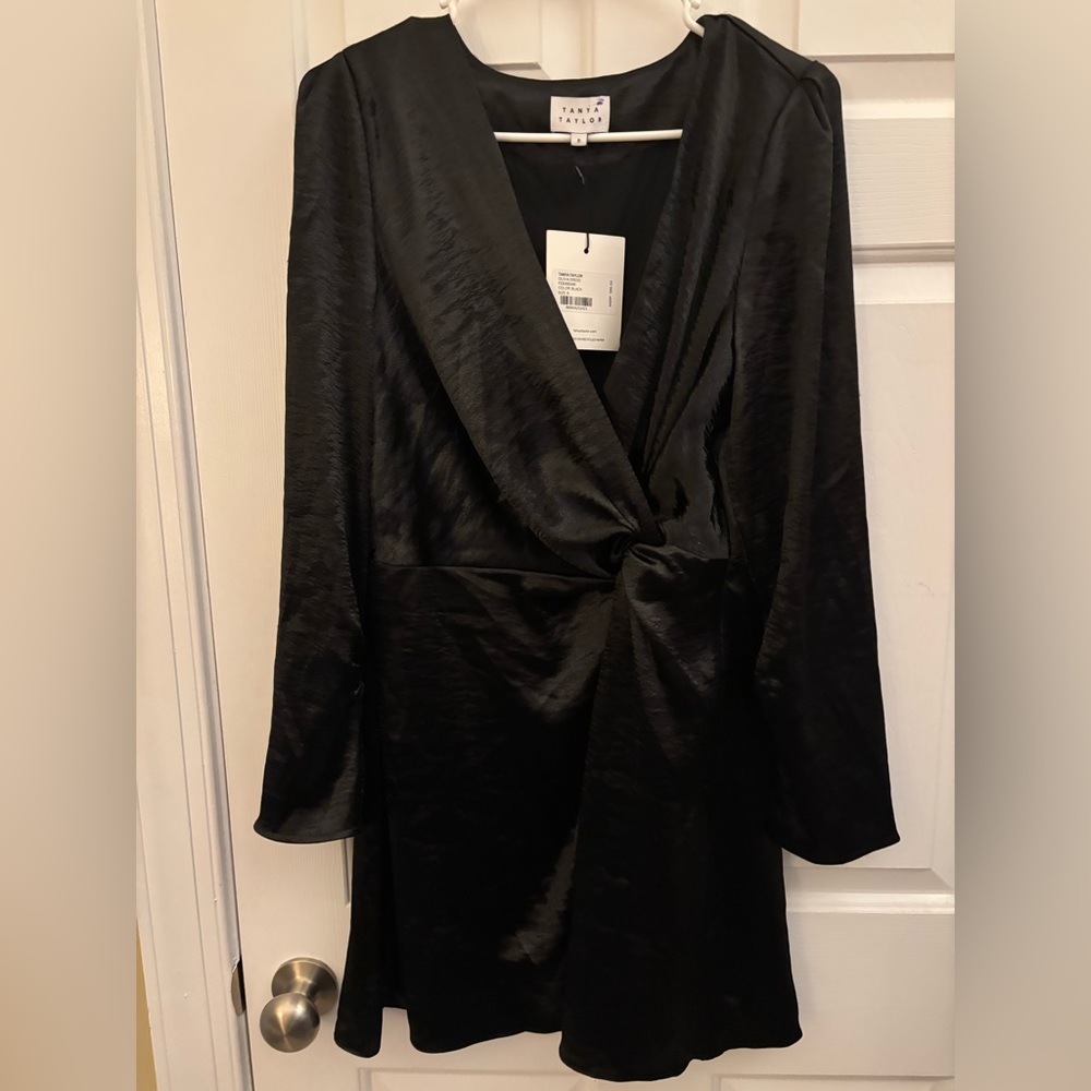 Tanya Taylor Black Olivia V-Neck Dress Size 8 New